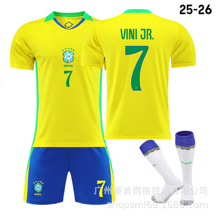 Brazil Home Match Kit 25-26 (with socks) NO.7 VINI JR. S