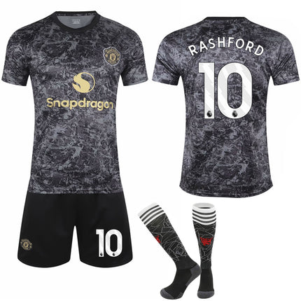 Manchester United 2024-2025 Black Football Kit for Kids & Adults - Rashford No. 10 No.10 RASHFORD No.10 RASHFORD 28