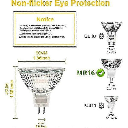 MR16 spotlight bulb 12V 20W GU5.3 dimmable 2-pin halogen bulb warm white light 2700K 12-pack.
