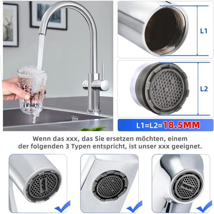Perlator M18.5, 6-pack faucet aerator, faucet filter insert, external thread water saver for faucet with 2 aerator keys.