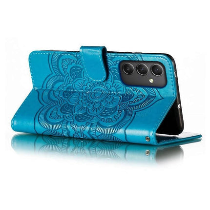 Samsung Galaxy A56 5G Case - PU Leather Mandala Embossed Wallet Case Multicolor_yux Multicolor Blue.