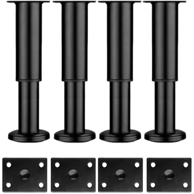 Adjustable Metal Furniture Legs - Set of 4 Sofa/Divan/Cabinet/Bed Legs - 18-30 cm Height Support Feet for Chair/Coffee Table/Dresser.