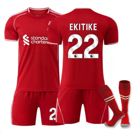 2025-2026 Liverpool Home Kit Kids Football Shirt Kit No. 22 Ekitike No. 22 Ekitike adult S
