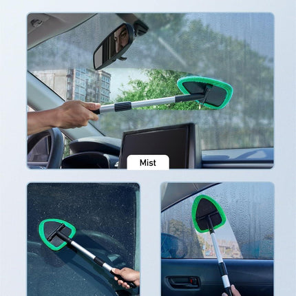 Windshield Washer, Car Windshield Cleaning Tool for Inside with 4 Reusable and Washable Microfiber Pads, Green.