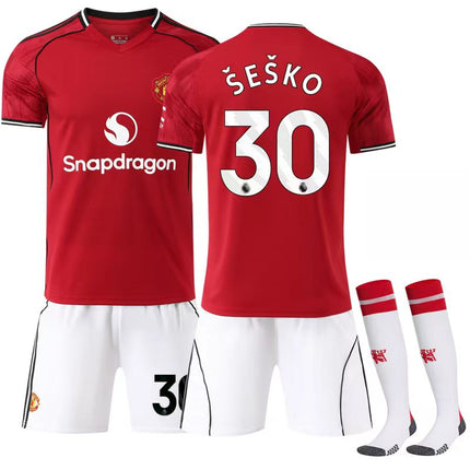2025-2026 Manchester United Home Shirt Kids Football Kit No.30 Sesko No.30 Sesko 28