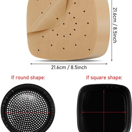 Perforated Baking Paper for Air Fryer, 100-pack, White, 20 cm.