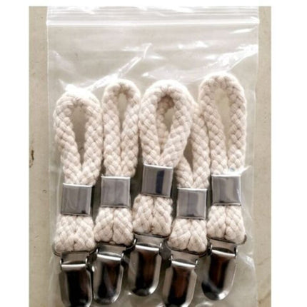 Towel Clamps 5-Pack Metal Towel Hooks for Kitchen Bathroom with Braided Cotton Holder Compatible with Dishcloths.