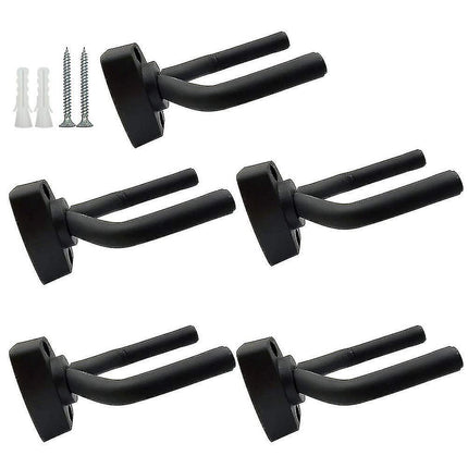 5-pack black guitar hanger wall mount with screws fits guitars.