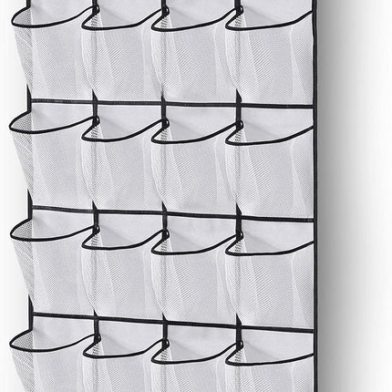 pc Over the Door Shoe Storage Organizer Hanging Shoe Rack Holder 24 Large Mesh Pockets for Closet Door Organization with Hangers White White.