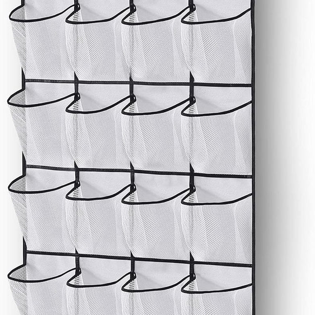 pc Over the Door Shoe Storage Organizer Hanging Shoe Rack Holder 24 Large Mesh Pockets for Closet Door Organization with Hangers White White.