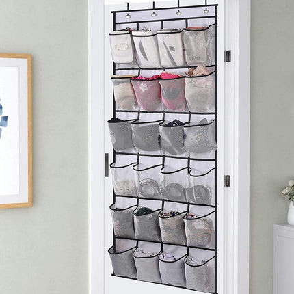 pc Over the Door Shoe Storage Organizer Hanging Shoe Rack Holder 24 Large Mesh Pockets for Closet Door Organization with Hangers White White.