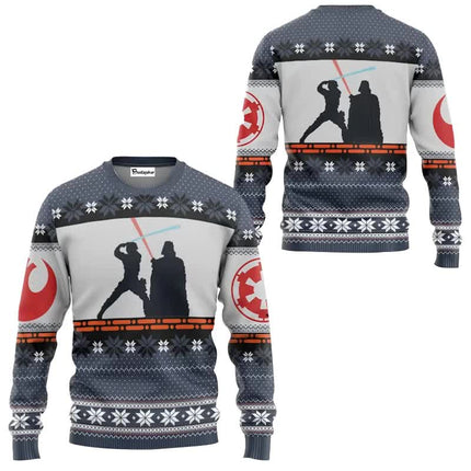 Santa Claus Darth Vader Ugly Christmas Sweater Star Wars The Mandalorian Men's Sweater Autumn Winter Women's Sweatshirt style 2 style 2 style 2 L.