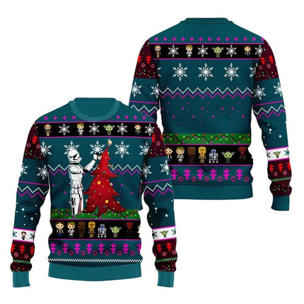 Santa Claus Darth Vader Ugly Christmas Sweater Star Wars The Mandalorian Men's Sweater Autumn Winter Women's Sweatshirt style 2 style 2 style 2 L.