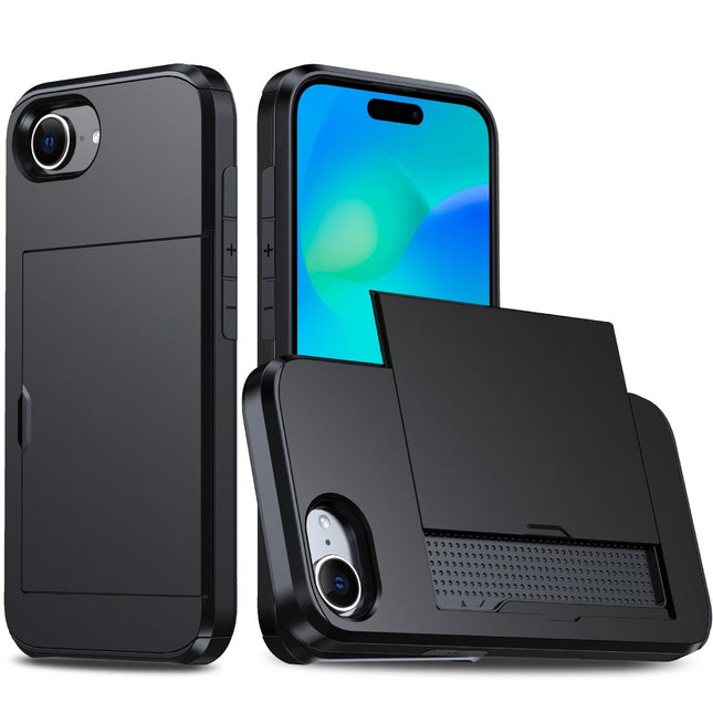 iPhone 16E case with card holder Black Black_yux.