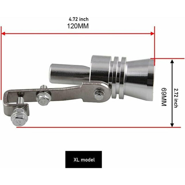 Universal Car Turbo Whistle Simulator, Aluminum Exhaust Whistle, Compatible with 56-85mm Pipe Diameter.
