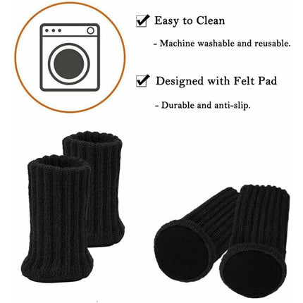 24 pcs Felt Chair Socks, Furniture Table Covers Protectors for Legs Feet Floors - Prevents Scratches and Noise (Black).