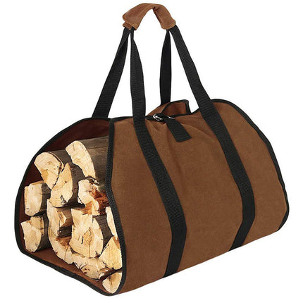 Canvas Firewood Basket, Canvas Firewood Bag, Water-Resistant Firewood Basket, Foldable Firewood Accessories, Perfect for Wood-Burning Stoves, Camping.