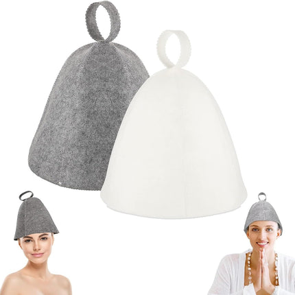 pcs sauna hats, original wool, comfortable and breathable for sauna, 100% natural sauna accessories in felt (gray and white) _jar.