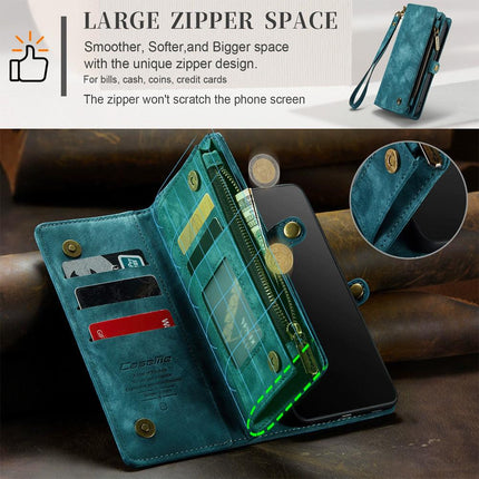 2-in-1 Detachable Wallet Case for iPhone 16 & Samsung, Retro Leather Flip Case with Card Holder & Magnetic Zipper Black Black 三星S25.