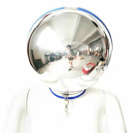House Of Dasein Stainless Steel Ball Helmet Cuffs Bdsm Sensory Deprivation Play - Blue - Male - Helmet