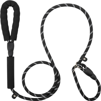 Dog Leash 6 FT with Comfortable Padded Handle, Training Loop Leash with Highly Reflective Threading for Medium Dogs, Black.