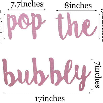 Bachelorette Party Decorations Glitter Rose Gold Pop The Bubbly She is Getting A Hubby Banner Bridal Shower Engagement Wedding Girls Night Out Hen Supplies Golden Photo Props.