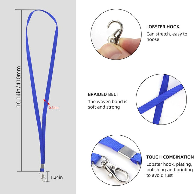 Premium Bulk Navy Blue Lanyards - 17.38 Inch Flat with Clip Swivel Hook Detachable Buckle (20 Pack).