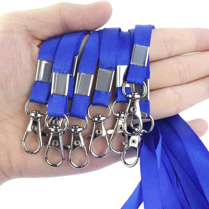 Premium Bulk Navy Blue Lanyards - 17.38 Inch Flat with Clip Swivel Hook Detachable Buckle (20 Pack).