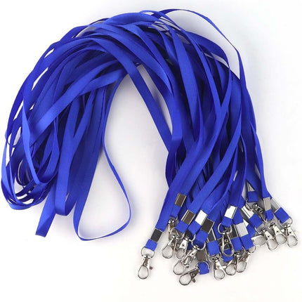 Premium Bulk Navy Blue Lanyards - 17.38 Inch Flat with Clip Swivel Hook Detachable Buckle (20 Pack).
