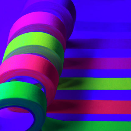 Petluno 6 Color Neon Cloth Tape - Fluorescent UV Blacklight Glow Party Fiesta Reactive in The Dark Gaffer Supplies for Events Adhesive Black Light Set.