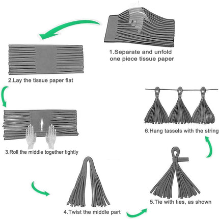 Black & White Gold Tissue Paper Tassels Garland Happy Birthday Banner - Funny 30th, 40th, 50th Party Decorations.