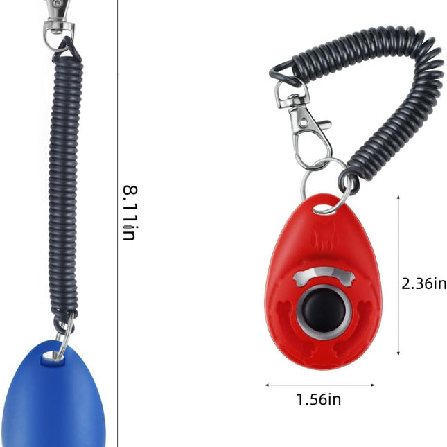 Petluno 4 Pieces Pet Training Clicker with Wrist Strap and Dog Treat Pouch for Puppy Cats Birds Kit Behavioral (White, Red, Orange, Blue).
