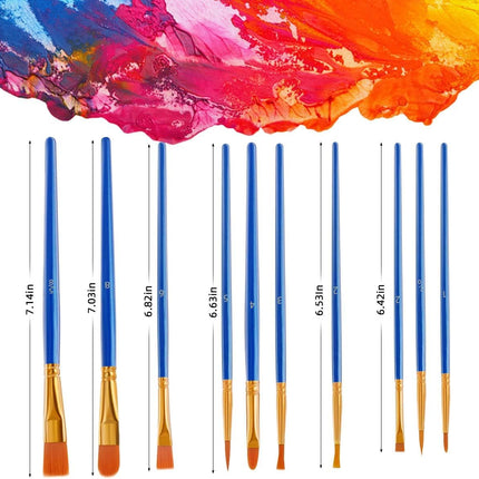 20 Pcs Paint Brushes Painting Brush for Acrylic Oil Watercolor Flat and Round Set Washable Artist Small Bulk Toddler Hog Bristle Art Pack.