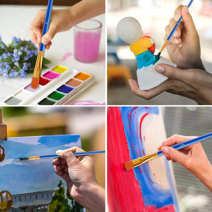 20 Pcs Paint Brushes Painting Brush for Acrylic Oil Watercolor Flat and Round Set Washable Artist Small Bulk Toddler Hog Bristle Art Pack.