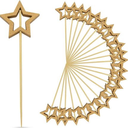 Little Star 100 Pack Cupcake Toppers - Glitter Cake Gold for Wedding, Baby Shower & Valentine's Day.