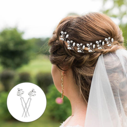 Bridal Hair Accessories - Silver Rhinestone and Pearl Clips, Crystal Flower Leaf Pins for Brides, Bridesmaids Women (6 Pieces).