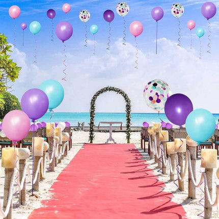 50 Pack Mermaid Party Balloons 12 Inch Light Purple Dark Pink Blue Latex & Confetti Birthday Bridal Shower Wedding Baby Decorations Princess Supplies.
