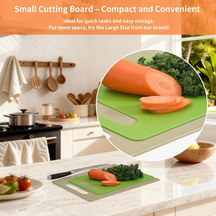 Plastic Cutting Board Set, 3 Pack Small Chopping Boards for Kitchen, BPA-Free, Dishwasher Safe, Color Coded Pads Meat Vegetable Fruit, Easy Grip Handle, Non-Slip, Space Saving  11.4"L x 7.5"W 0.08"Th.