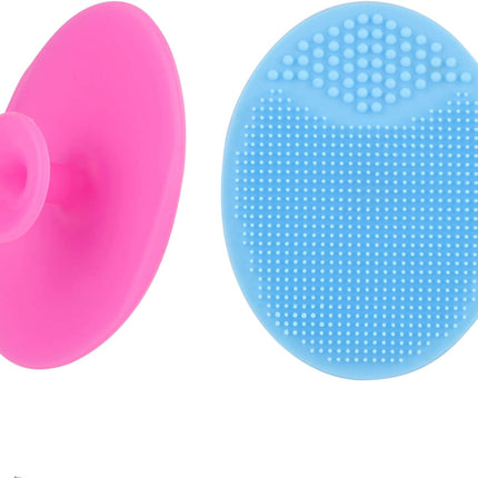 Face Scrubber,2 Pack Soft Silicone Scrubbies Facial Cleansing Pad Exfoliator Scrub Brush Scrubby for Massage Pore Blackhead Removing Exfoliating,Cool Gift Girl Rose Pink+blue; 2.