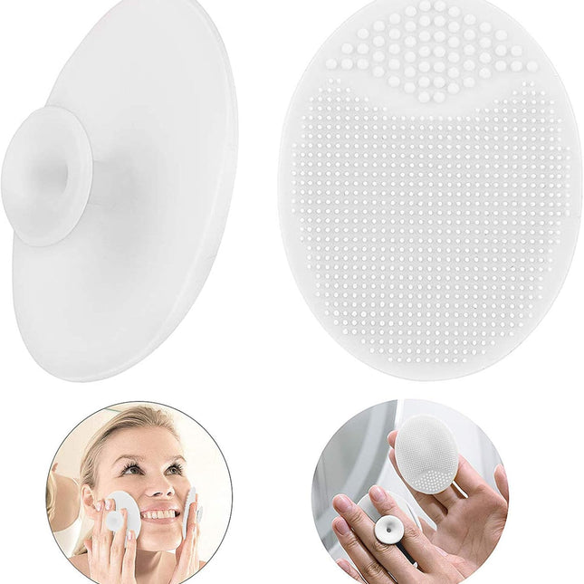 Silicone Face Scrubbers Exfoliator Brush-Facial Cleansing Brush Blackhead Scrubber Exfoliating Pads Precision Pore Pad Acne Removing Brush-2 Pack, White.