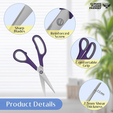 3 Pack Scissors Set, 8.3" Heavy Duty Scissors with 25 mm Thickness Sharp Blades & Ergonomic Soft-Grip Handles, All Purpose Scissors for Office, School, Kitchen, Crafts, Sewing, Right/Left Hand Use.