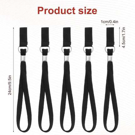 5PCS Walking Cane Wrist Strap Replacement, Black Adjustable Wrist Strap Lanyard Elastic Loop Universal Walking Cane Handle Crutch Straps Accessories for Foldable Sticks Standing Canes Seniors Crutches.