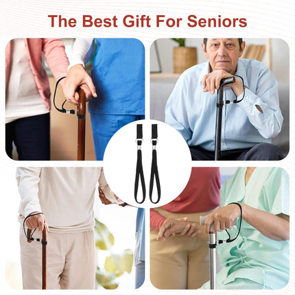 5PCS Walking Cane Wrist Strap Replacement, Black Adjustable Wrist Strap Lanyard Elastic Loop Universal Walking Cane Handle Crutch Straps Accessories for Foldable Sticks Standing Canes Seniors Crutches.