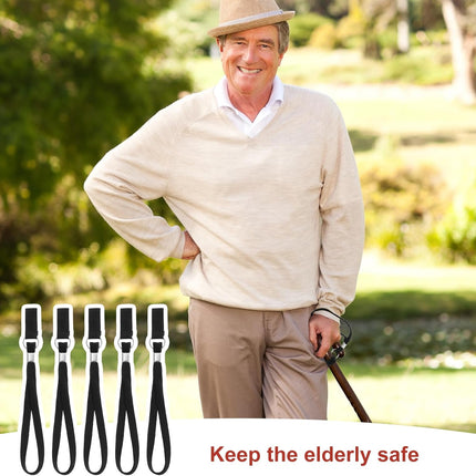 5PCS Walking Cane Wrist Strap Replacement, Black Adjustable Wrist Strap Lanyard Elastic Loop Universal Walking Cane Handle Crutch Straps Accessories for Foldable Sticks Standing Canes Seniors Crutches.