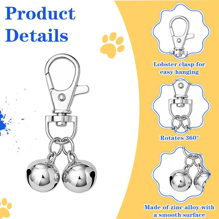 10 PCS Small Bell for Dog Collar Loud Bells for Cat Collars Mini Sliver Training Bells Cat Loud Bell Necklace with Heavy Duty Snap Clips Pet Pendant for Dogs Pets Tracking Training Christmas Gift.