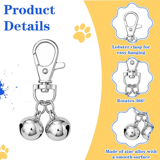 10 PCS Small Bell for Dog Collar Loud Bells for Cat Collars Mini Sliver Training Bells Cat Loud Bell Necklace with Heavy Duty Snap Clips Pet Pendant for Dogs Pets Tracking Training Christmas Gift.