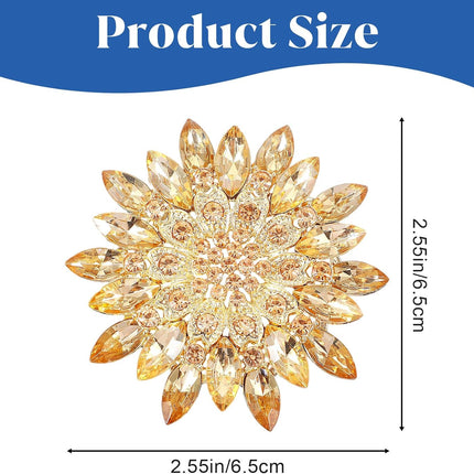 Rhinestone Flower Brooch Pin, 2.55" Fashion Large Crystal Flower Brooches for Women Floral Lapel Pins for Wedding Party Birthday Dance Banquet Dress Hat Suit Bag Accessories Jewelry.