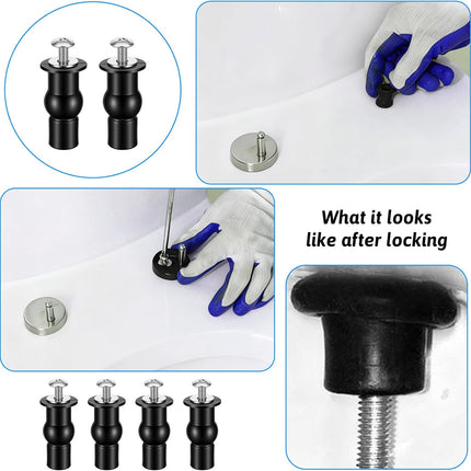 4 Set Stainless Steel Toilet Seat Bolts, 10mm Toilet Seat Screws Replacement Kit with Expanding Rubber Nuts Universal Toilets Seats Hardware for Most Top Mount Toilets Seats Tightening Kit Replacement.