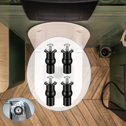 4 Set Stainless Steel Toilet Seat Bolts, 10mm Toilet Seat Screws Replacement Kit with Expanding Rubber Nuts Universal Toilets Seats Hardware for Most Top Mount Toilets Seats Tightening Kit Replacement.