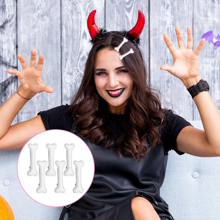 6 PCS Bone Clips, Cute Dog Bone Hair Clip Halloween White Hairpins Side Hairs Accessories for Women Girls Christmas Cosplay Costume Party Daily Wear, Holiday Celebrations.